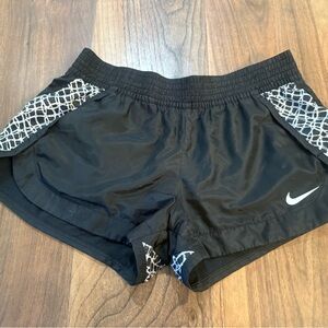 Nike Women's Black Shorts with White Pattern